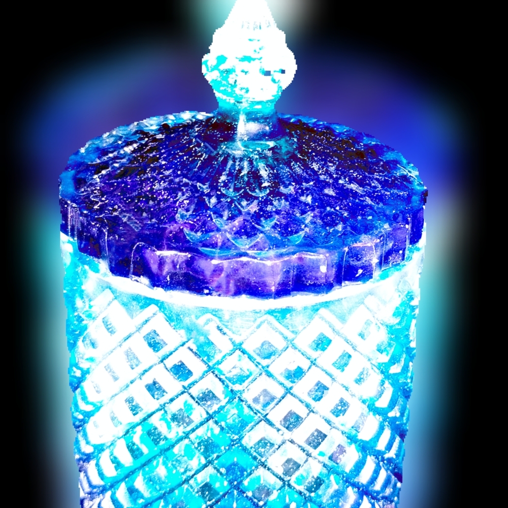 Blue and White Resin Jar with Lid